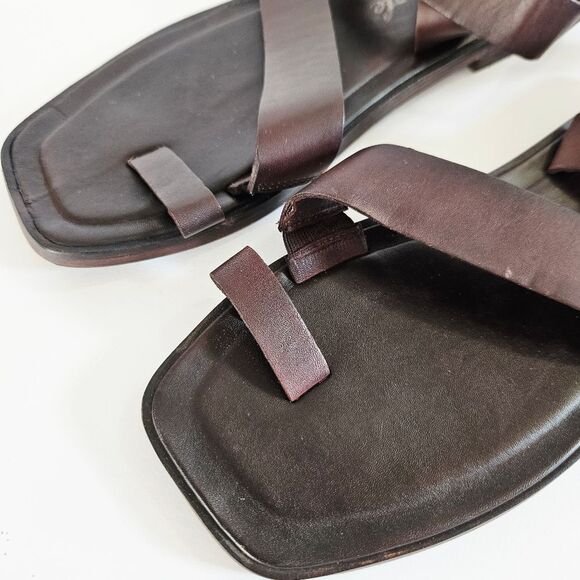 NWOB Free People Collection Romeo Square Toe Wrap Sandal in Chocolate Brown - Picture 9 of 14